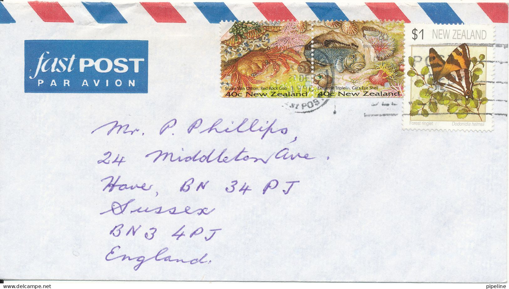 New Zealand Air Mail Cover Sent To England 27-12-1996 Topic Stamps - Luchtpost