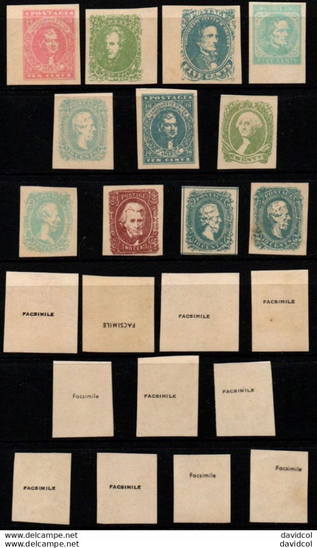 Q114B - USA - 1861-1863, CONFEDERATE STATES LOT X 11 FACSIMILE STAMPS. - 1861-65 Stati Confederati