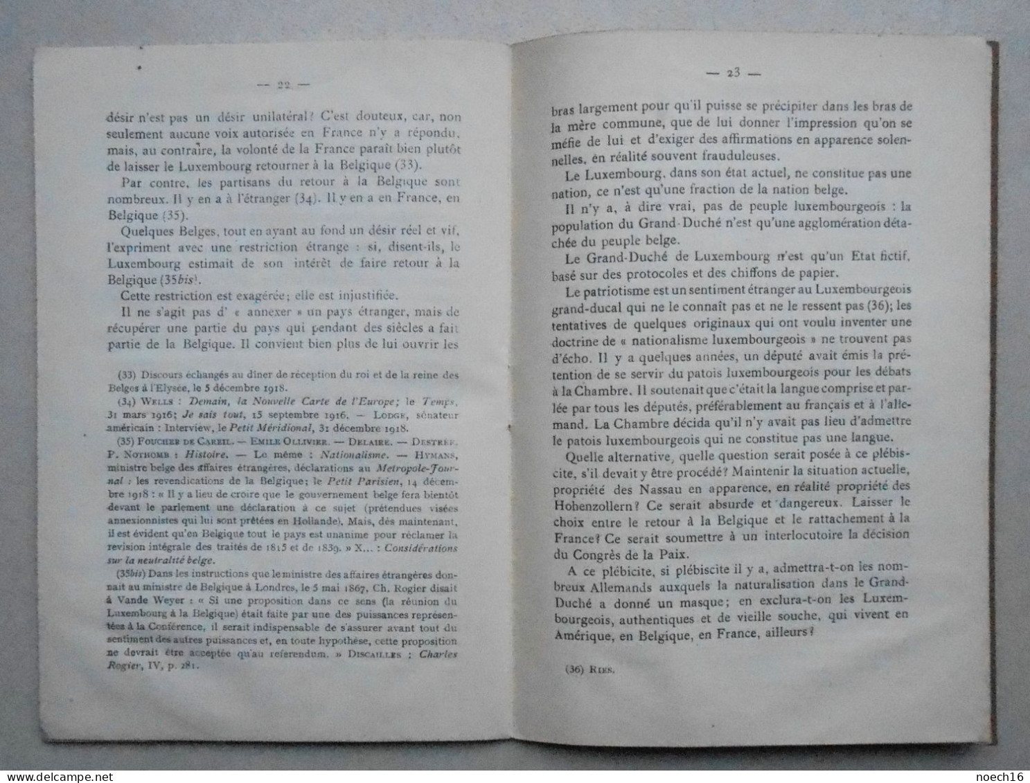 Livret Le (Grand Duché) Luxembourg Tout Entier à La Belgique / Réparation D'une Iniquité 1839-1919 - Historical Documents