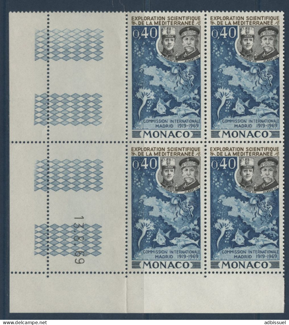 MONACO N° 805 Neufs ** MNH En Bloc De 4 Avec Coins Datés 13/8/69 - Unused Stamps