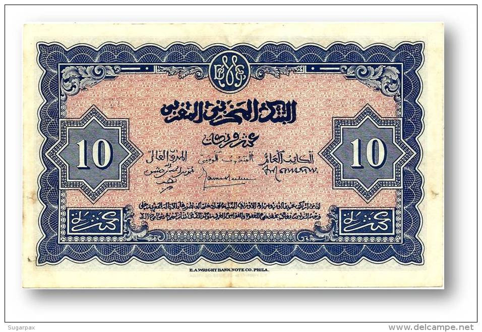 MOROCCO - 10 Francs - 1.3.1944 - P 25 - WWII First Issue - Kingdom - Maroc - 2 Scans - Morocco