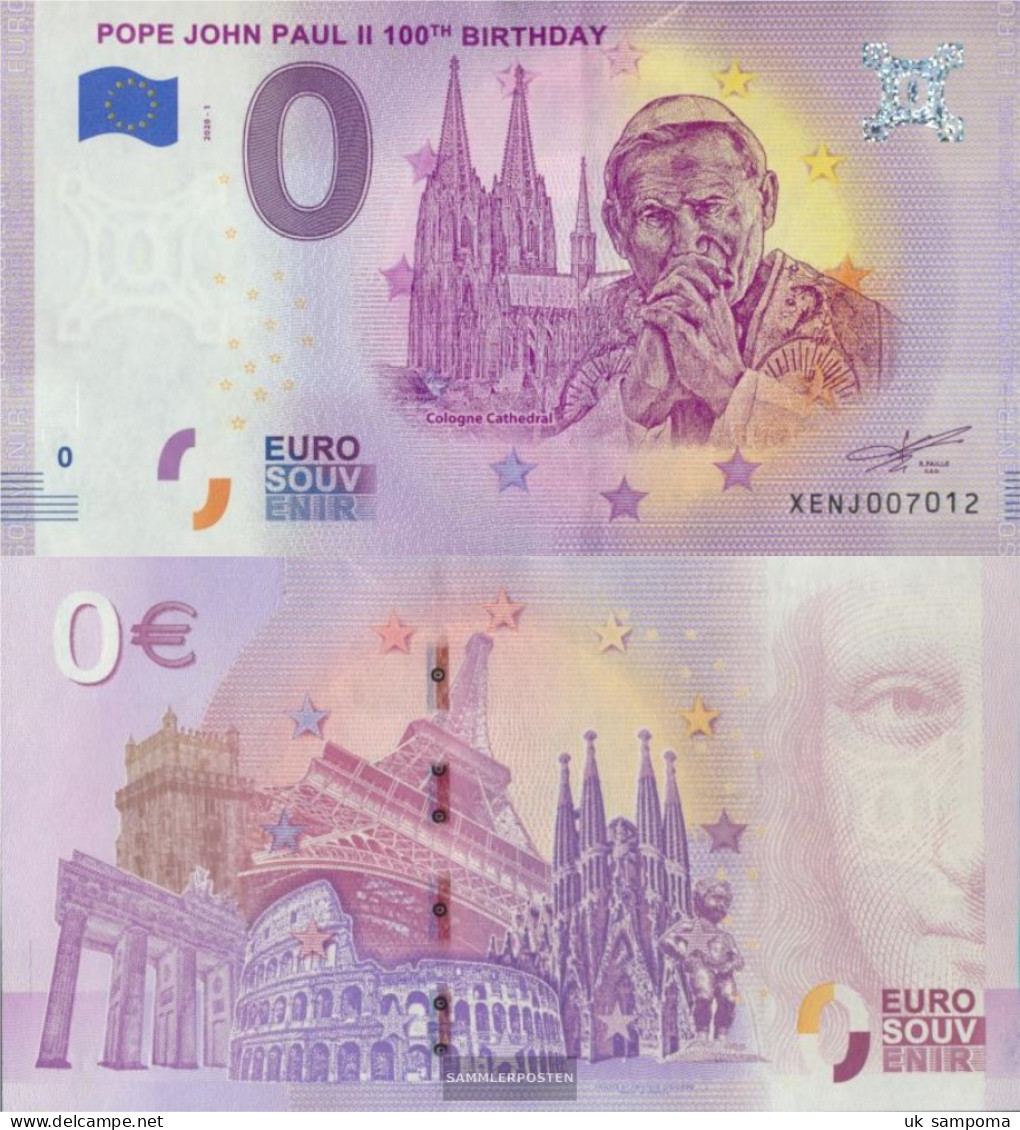 Vatikanstadt Souvenirschein 100. Birthday Pope Johannes Paul Uncirculated 2020 0 Euro 100. Birthday Pope Johann - Vaticaanstad