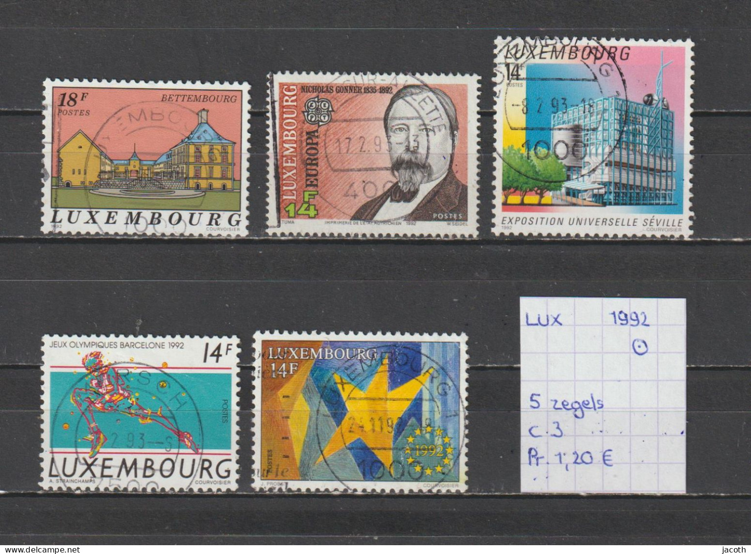 (TJ) Luxembourg 1992 - 5 Zegels (gest./obl./used) - Gebruikt