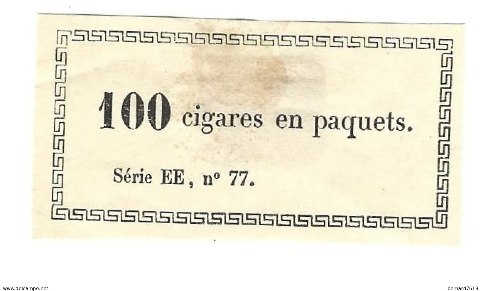 Etiquette   100 Cigares En Paquets  Serie  EE  N+ 77 - Etiquettes