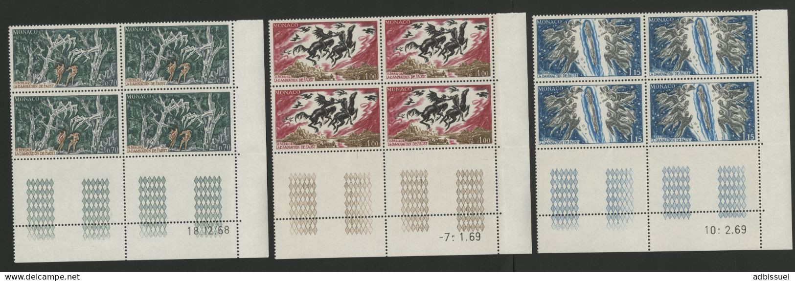 MONACO N° 779 à 787 9 Blocs De Quatre Avec Coins Datés Neufs ** MNH - Unused Stamps
