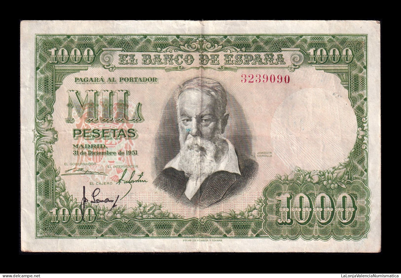 España Spain 1000 Pesetas Joaquín Sorolla 1951 Pick 143 Sin Serie Mbc Vf - 1000 Pesetas