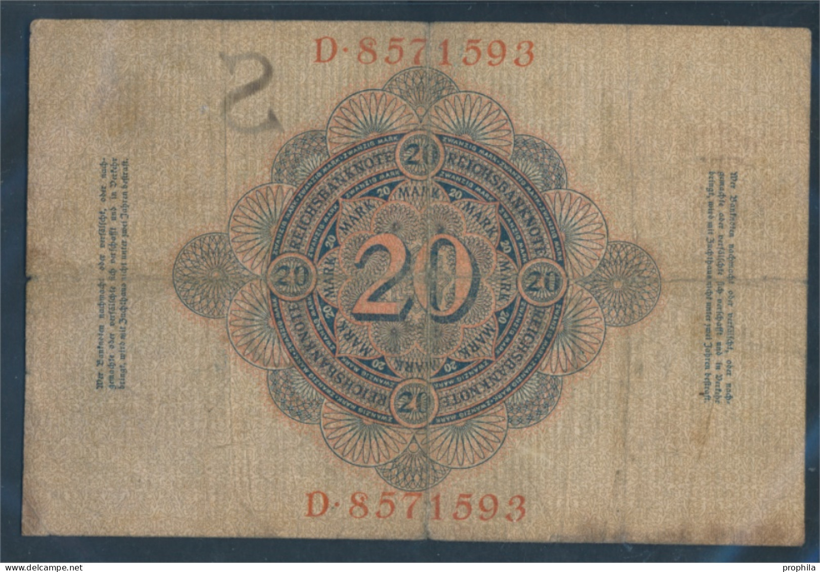 Deutsches Reich Rosenbg: 37 Gebraucht (III) 1909 20 Mark (10298886 - 20 Mark