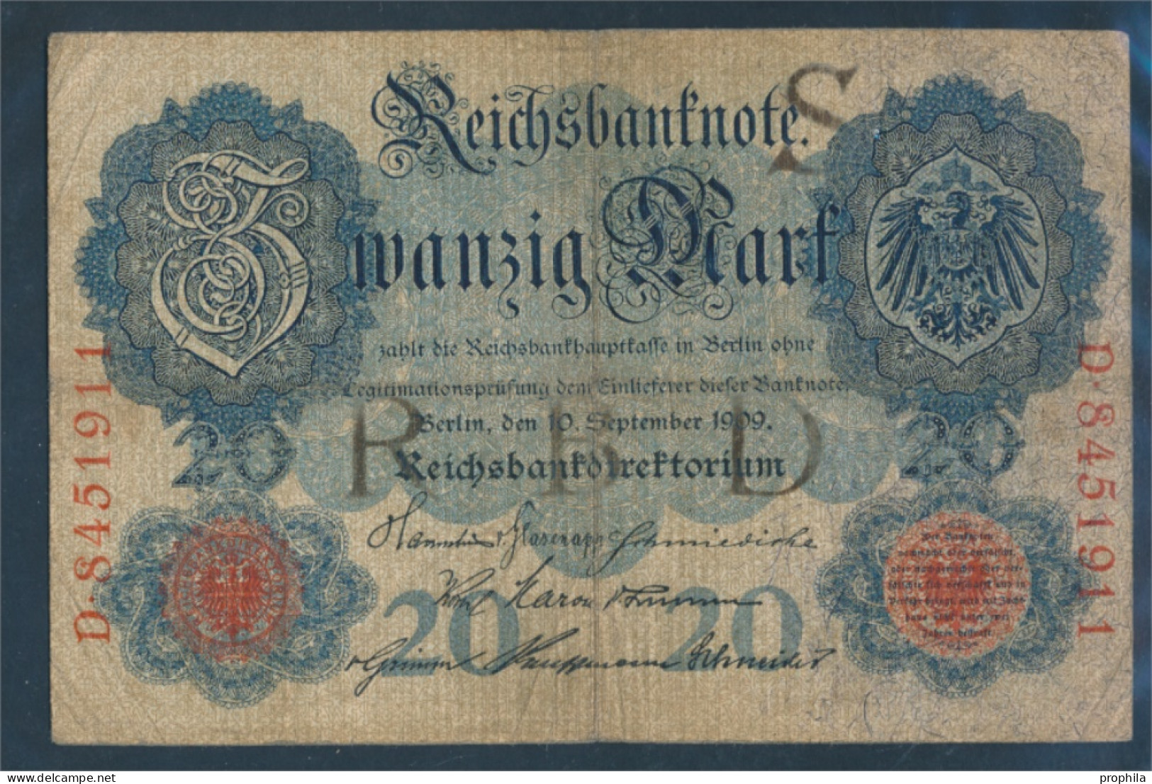 Deutsches Reich Rosenbg: 37 Gebraucht (III) 1909 20 Mark (10298887 - 20 Mark