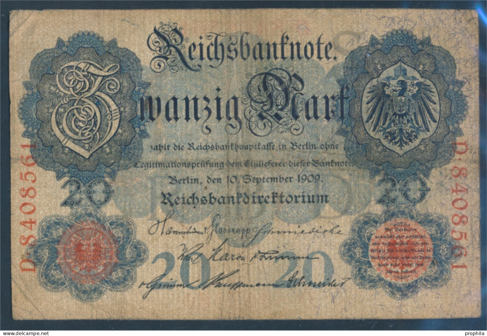 Deutsches Reich Rosenbg: 37 Gebraucht (III) 1909 20 Mark (10298888 - 20 Mark