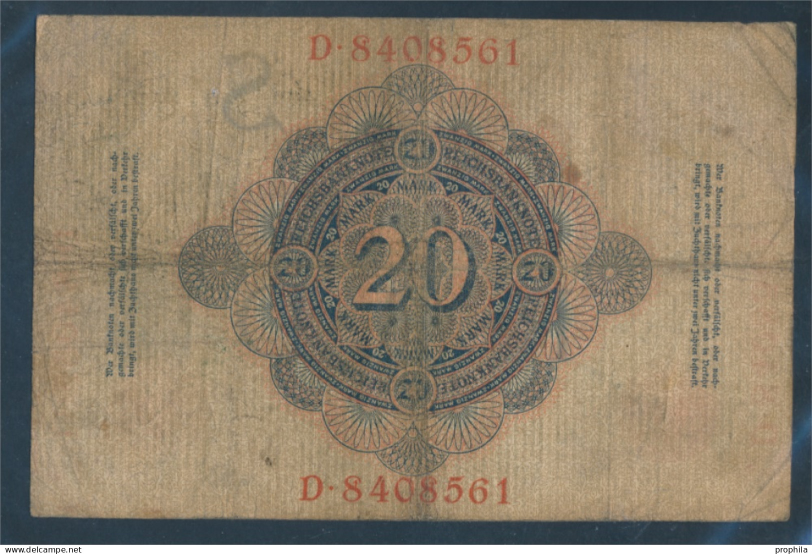 Deutsches Reich Rosenbg: 37 Gebraucht (III) 1909 20 Mark (10298888 - 20 Mark