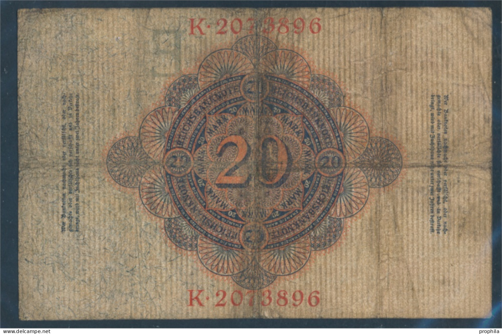 Deutsches Reich Rosenbg: 41 (selten), Mit Wasserzeichen 20 Gebraucht (III) 1910 20 Mark (10298885 - 20 Mark