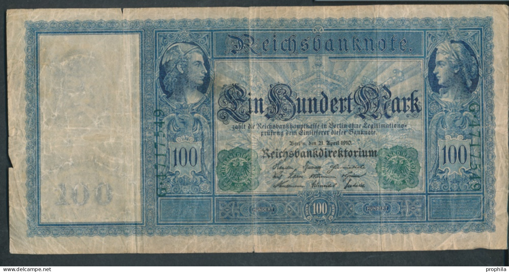 Deutsches Reich Rosenbg: 44, Grünes Siegel Gebraucht (III) 1910 100 Mark Flottenhunderter (10298918 - 100 Mark