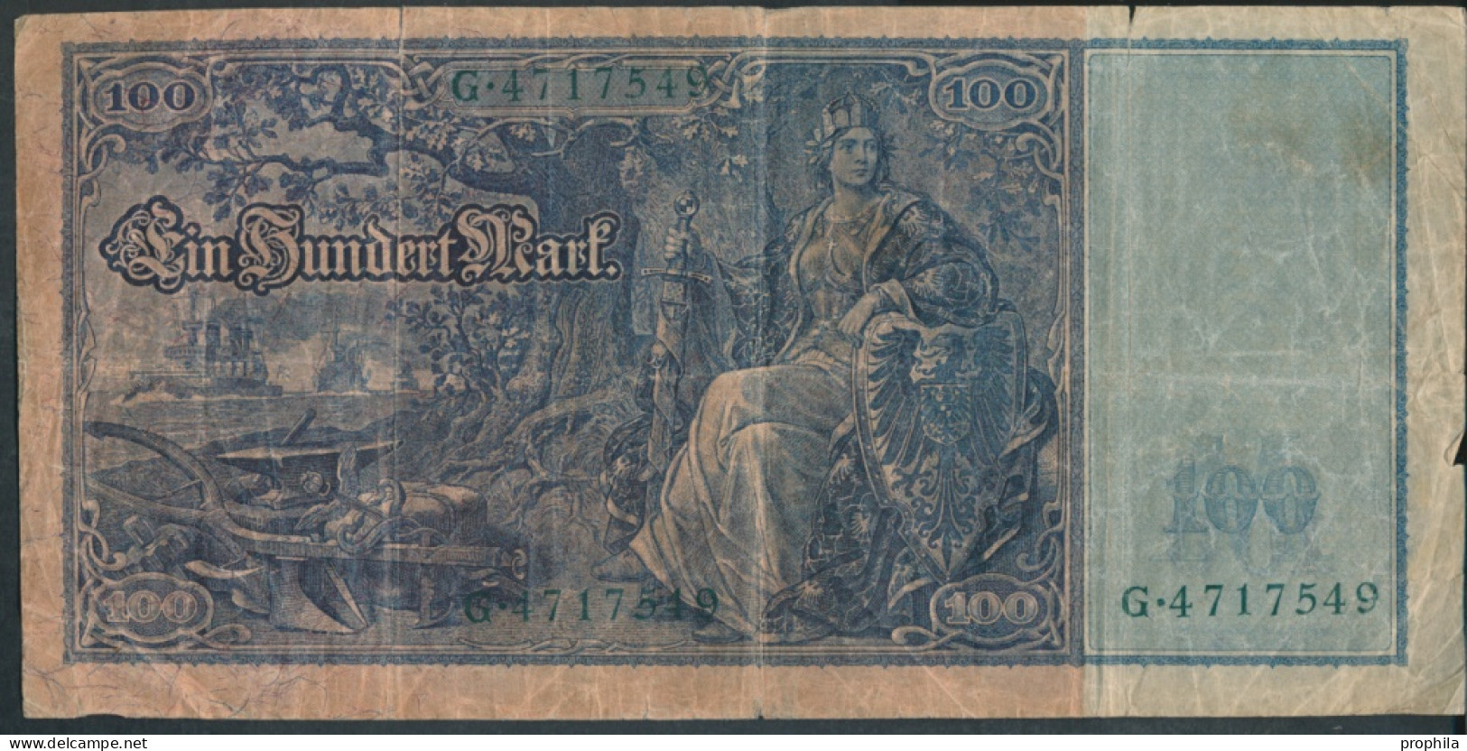 Deutsches Reich Rosenbg: 44, Grünes Siegel Gebraucht (III) 1910 100 Mark Flottenhunderter (10298918 - 100 Mark