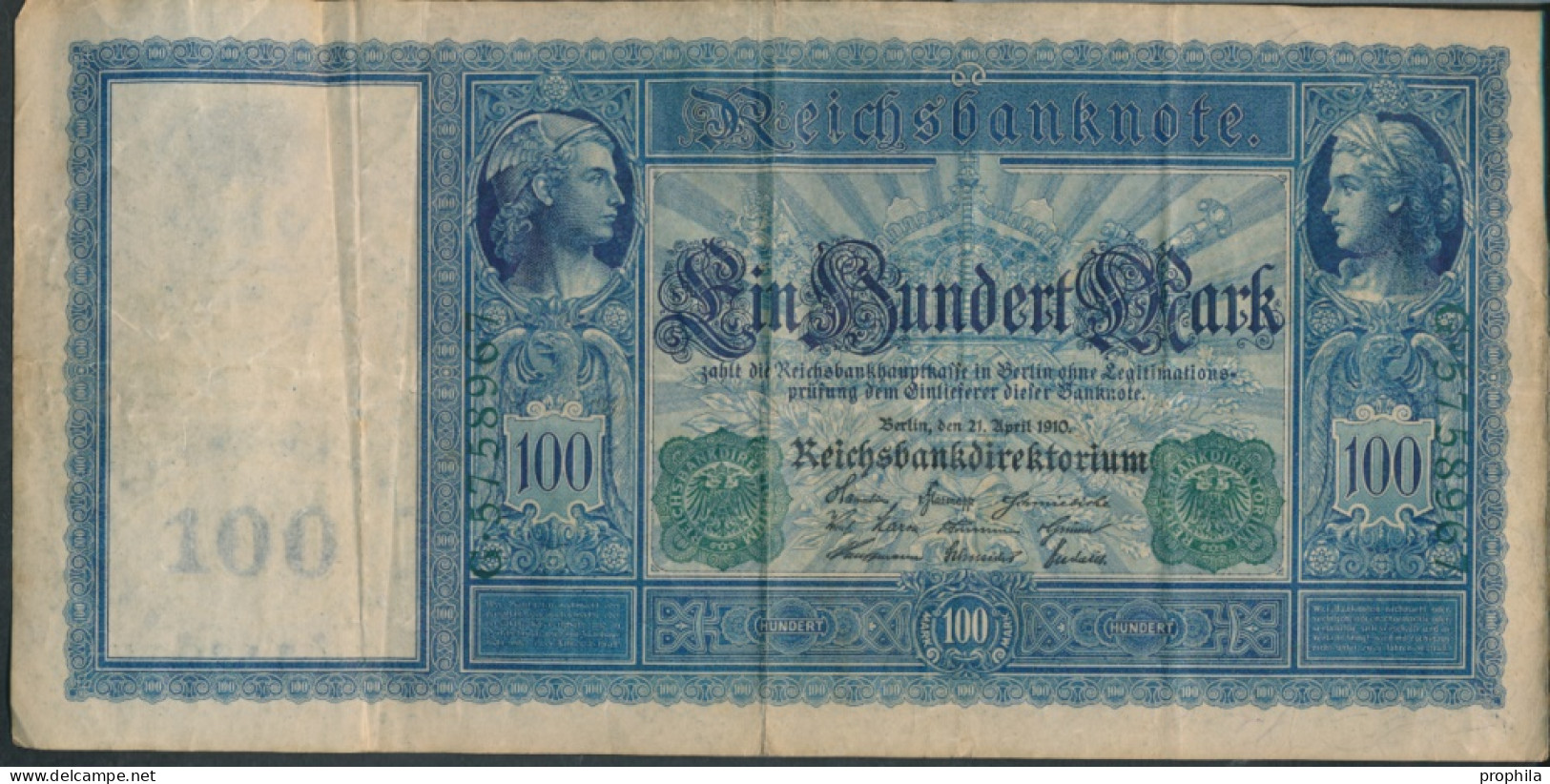 Deutsches Reich Rosenbg: 44, Grünes Siegel Gebraucht (III) 1910 100 Mark Flottenhunderter (10298919 - 100 Mark