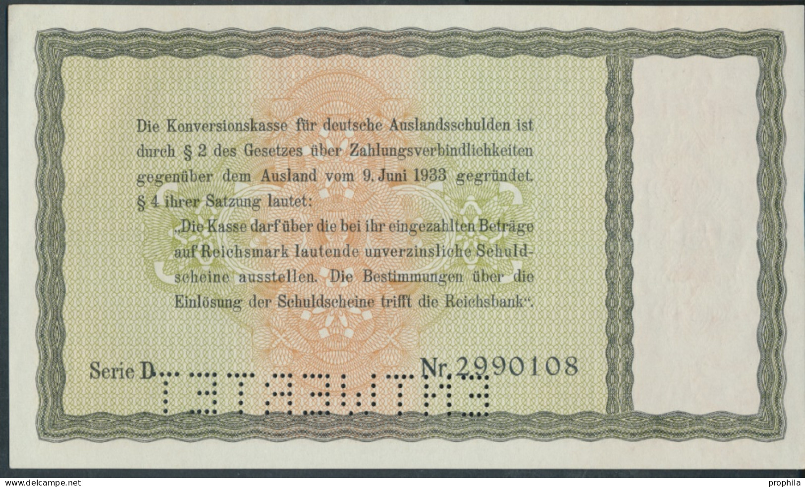 Deutsches Reich Rosenbg: 700E1 Mit Perforation ENTWERTET,Konversionskassenschein Bankfrisch 1933 5 Reichsmark (10298914 - 5 Reichsmark