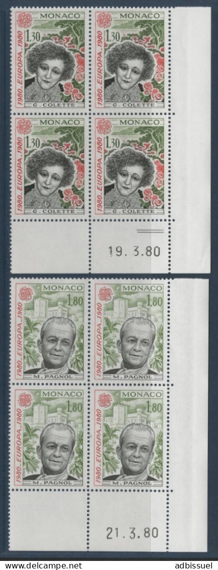 MONACO N° 1224 à 1225 2 Blocs De Quatre Avec Coins Datés Neufs ** MNH - Unused Stamps