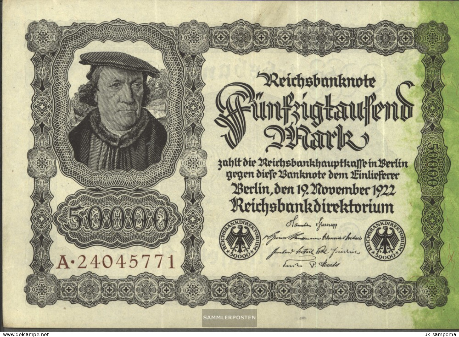 German Empire Rosenbg: 79a, Empire Printing Brown Kontrollnummer Used (III) 1922 50.000 Mark - 50000 Mark