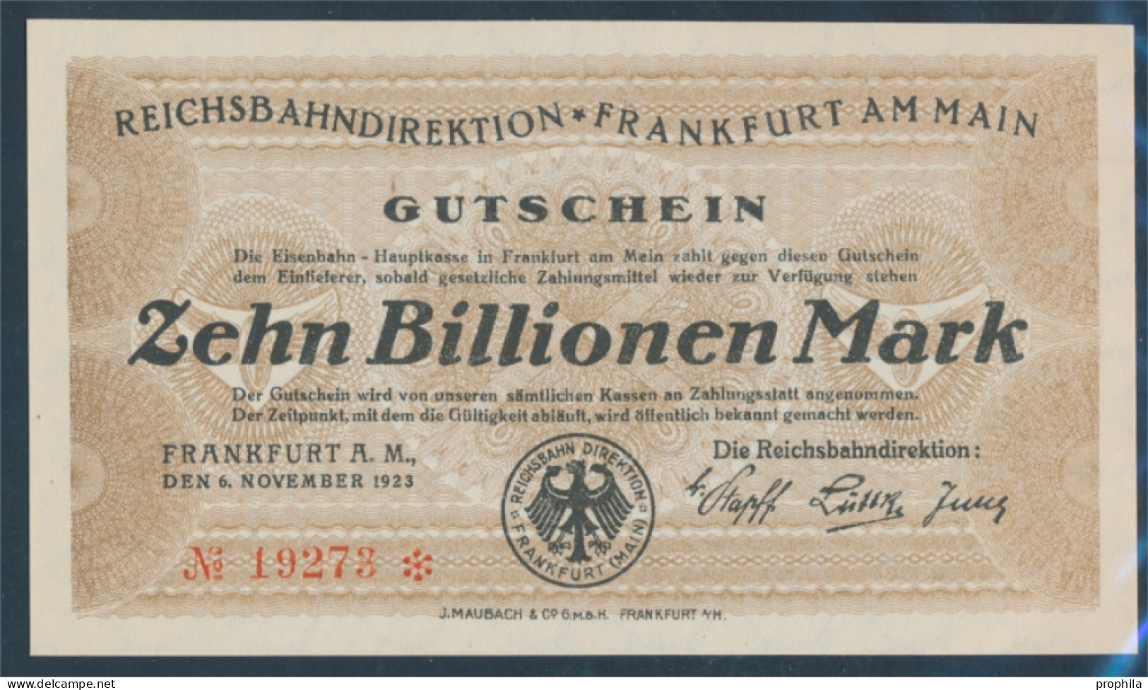 Frankfurt/Main Pick-Nr: S1228 Inflationsgeld Der Dt. Reichsbahn Frankfurt A. M. Bankfrisch 1923 10 Billionen M (10298894 - 10 Billionen Mark