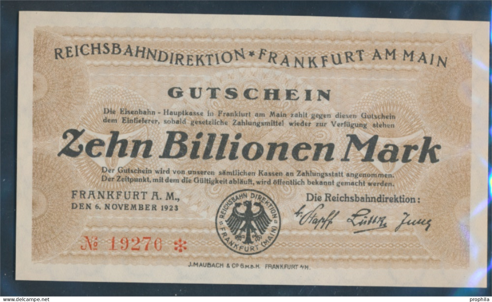 Frankfurt/Main Pick-Nr: S1228 Inflationsgeld Der Dt. Reichsbahn Frankfurt A. M. Bankfrisch 1923 10 Billionen M (10298895 - 10 Billionen Mark