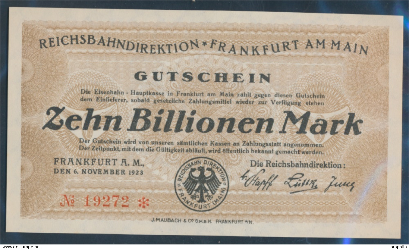 Frankfurt/Main Pick-Nr: S1228 Inflationsgeld Der Dt. Reichsbahn Frankfurt A. M. Bankfrisch 1923 10 Billionen M (10298897 - 10 Billionen Mark
