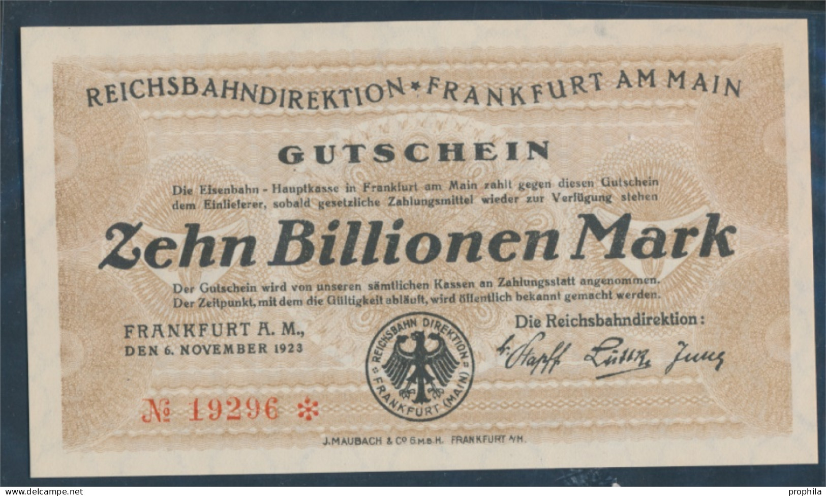 Frankfurt/Main Pick-Nr: S1228 Inflationsgeld Der Dt. Reichsbahn Frankfurt A. M. Bankfrisch 1923 10 Billionen M (10298899 - 10 Biljoen Mark