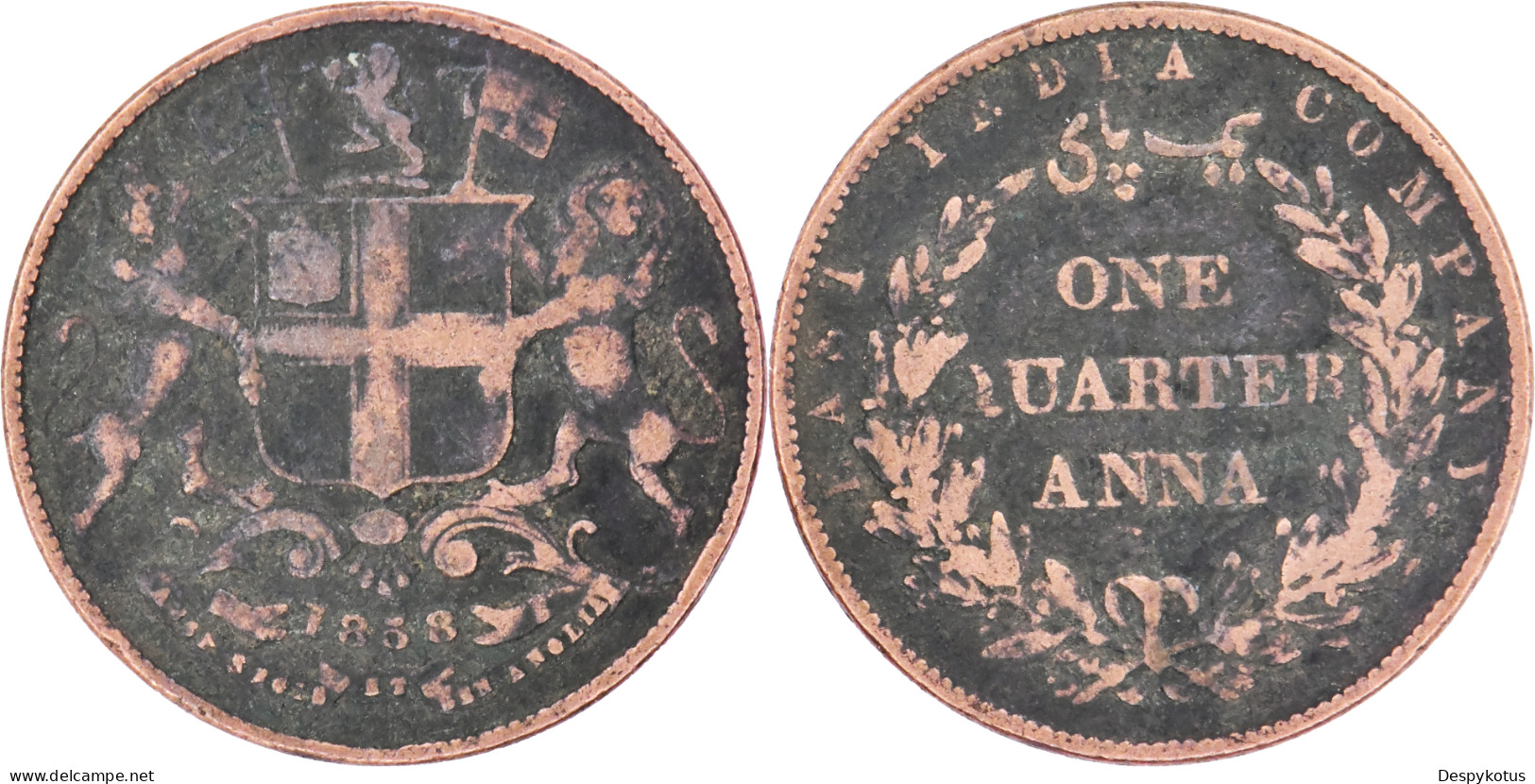 INDE BRITANNIQUE - 1858 - One Quarter Anna - Victoria - Birmingham - 17-333 - Colonie