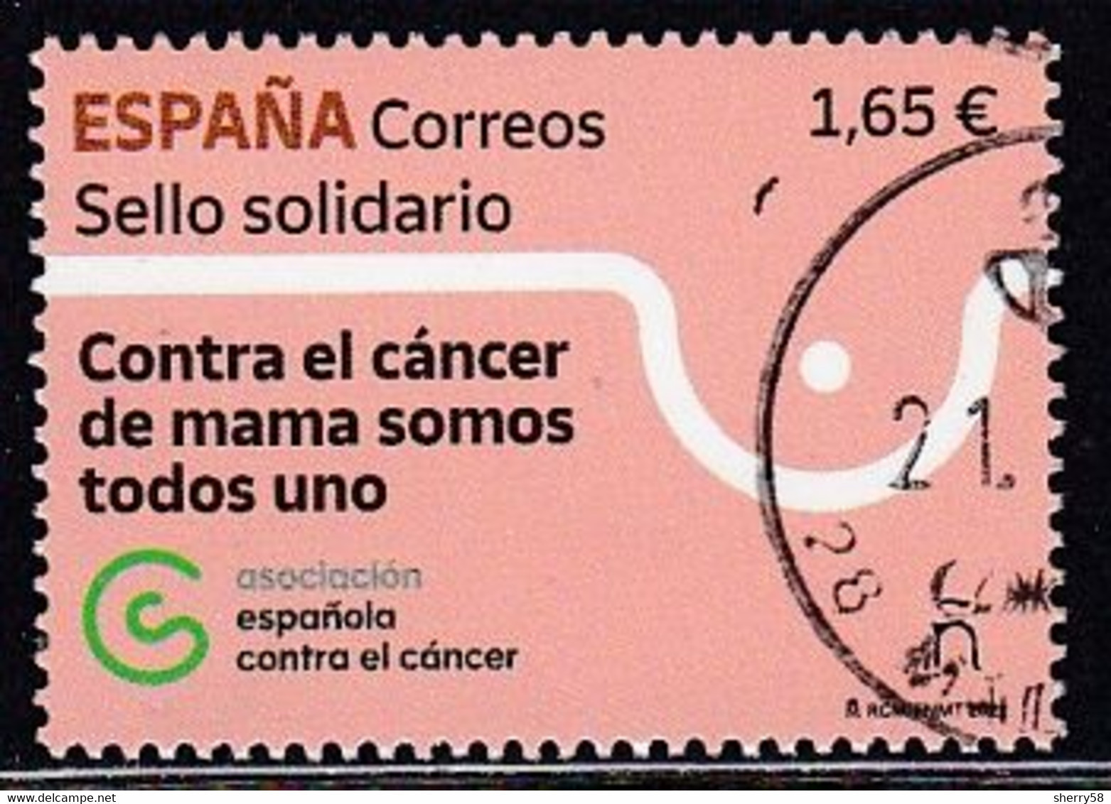 2022-ED. 5614 - Sello Solidario. Contra El Cáncer De Mama- USADO - Oblitérés