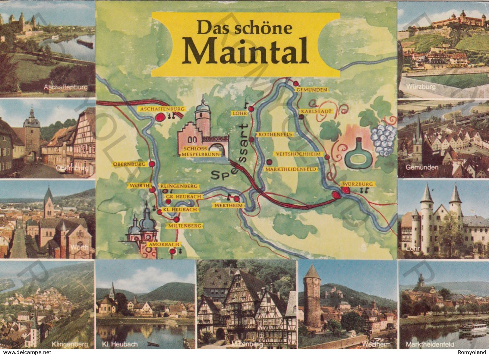 CARTOLINA  MAINTAL,HESSEN,GERMANIA-DA SCHONE MAINTAL-ASCHAFFEBURG-WORTH-KLINGENBERG-LOHR-GEMUNDEN-NON VIAGGIATA - Maintal