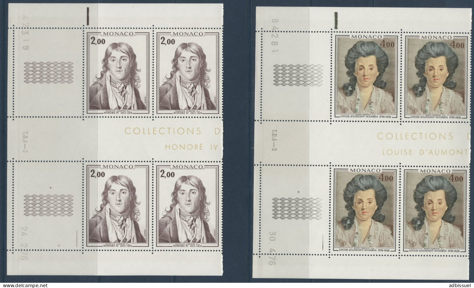 MONACO N° 1065 Et 1066 2 Blocs De Quatre Avec Coins Daté Neufs ** MNH - Unused Stamps