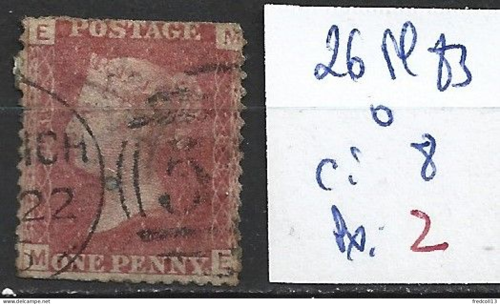 GRANDE-BRETAGNE 26 Planche 83 Oblitéré  Côte 8 € - Used Stamps