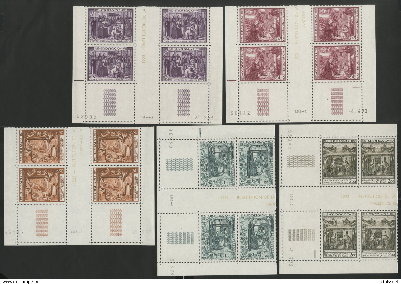 MONACO N° 934 à 938 5 Blocs De Quatre Avec Coins Daté Neufs ** MNH - Unused Stamps