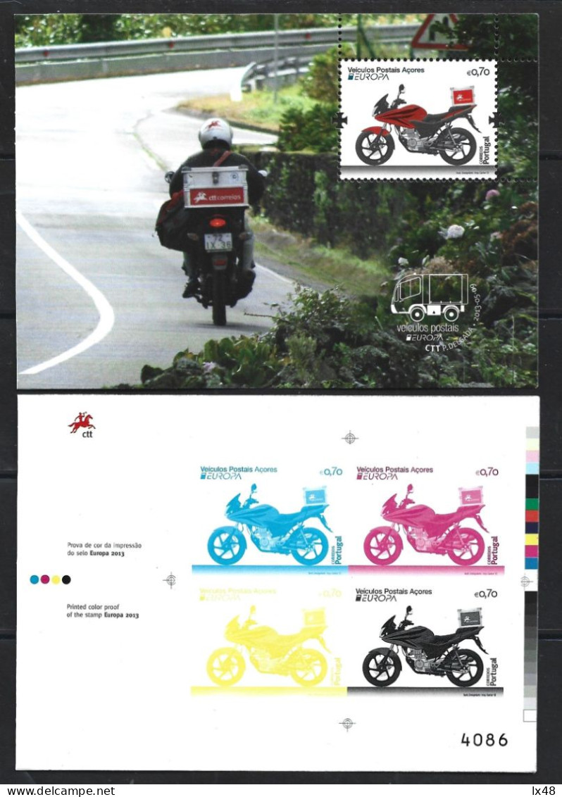 Motorcycles. Stamp Printing Color Proof €0.70 Europe 2013 Azores With Motorbike. Postal Vehicles. Motorfietsen. Stempeld - Motos