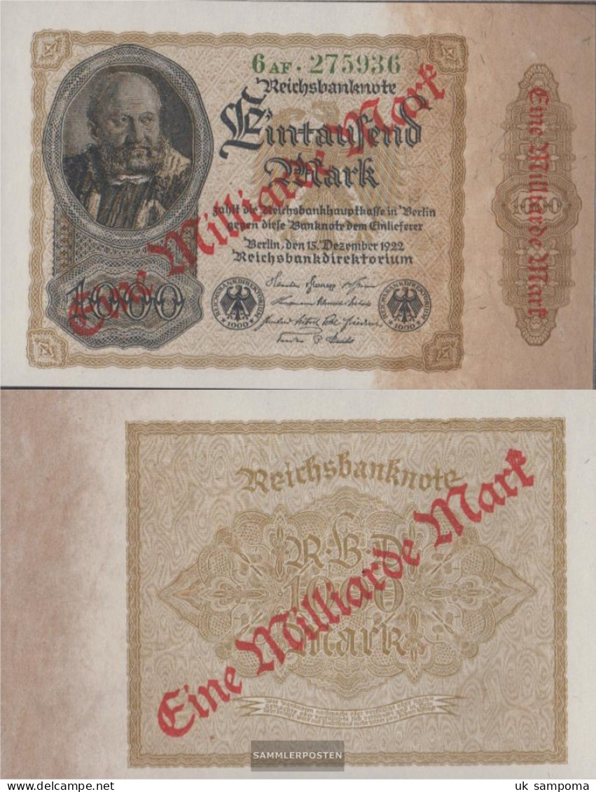 German Empire Rosenbg: 110b, Privatfirmendruck Green Kontrollnummer, Greens FZ Used (III) 1923 1 Billion On 1000 Mark - 1 Miljard Mark