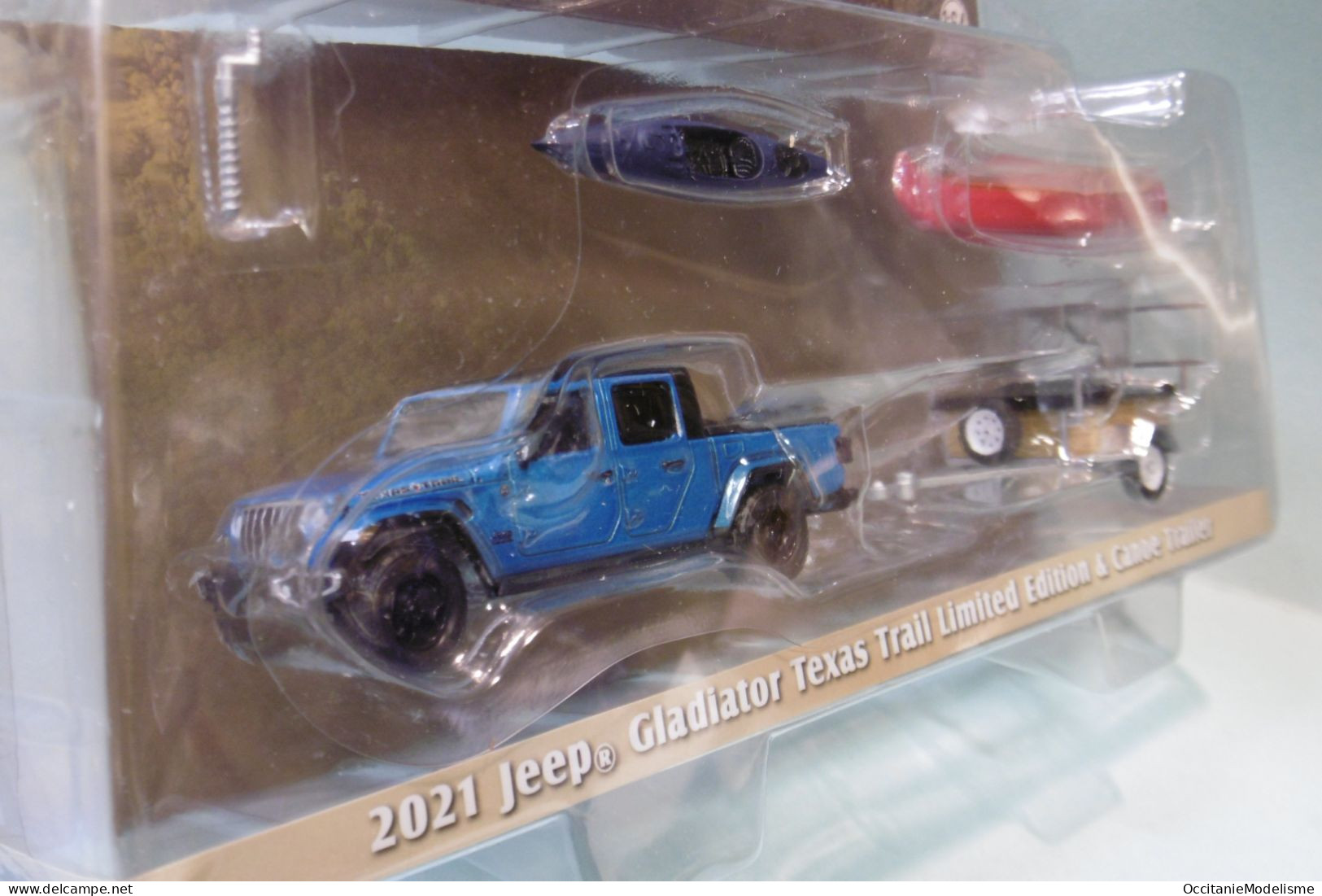 Greenlight - Jeep Gladiator Texas Trail 2021 + Remorque Porte Canoë Kayak Réf. 32240-C Neuf 1/64 - Andere & Zonder Classificatie