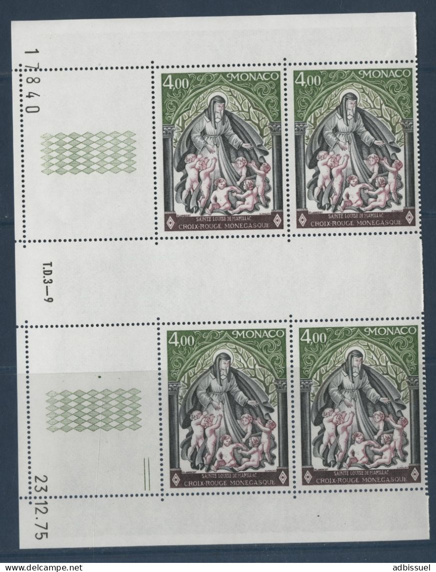 MONACO N° 1064 Bloc De Quatre Avec Coin Daté Neufs ** MNH Coin Daté 23/12/75 - Unused Stamps