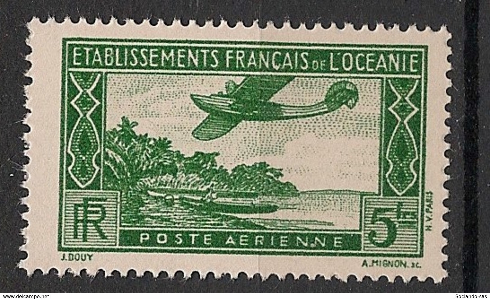 OCEANIE - 1934 - Poste Aérienne PA N°YT. 1 - Avion 5f Vert - Neuf * / MH VF - Aéreo