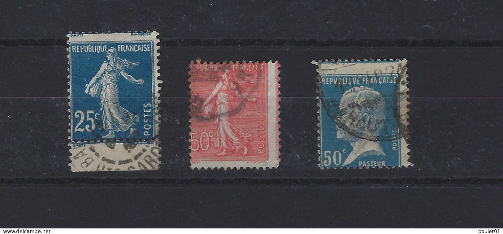 Piquage A Cheval Sur Trois Timbres Oblitérés (N° 140, 176, 199 Voir Le Scan) - Usados