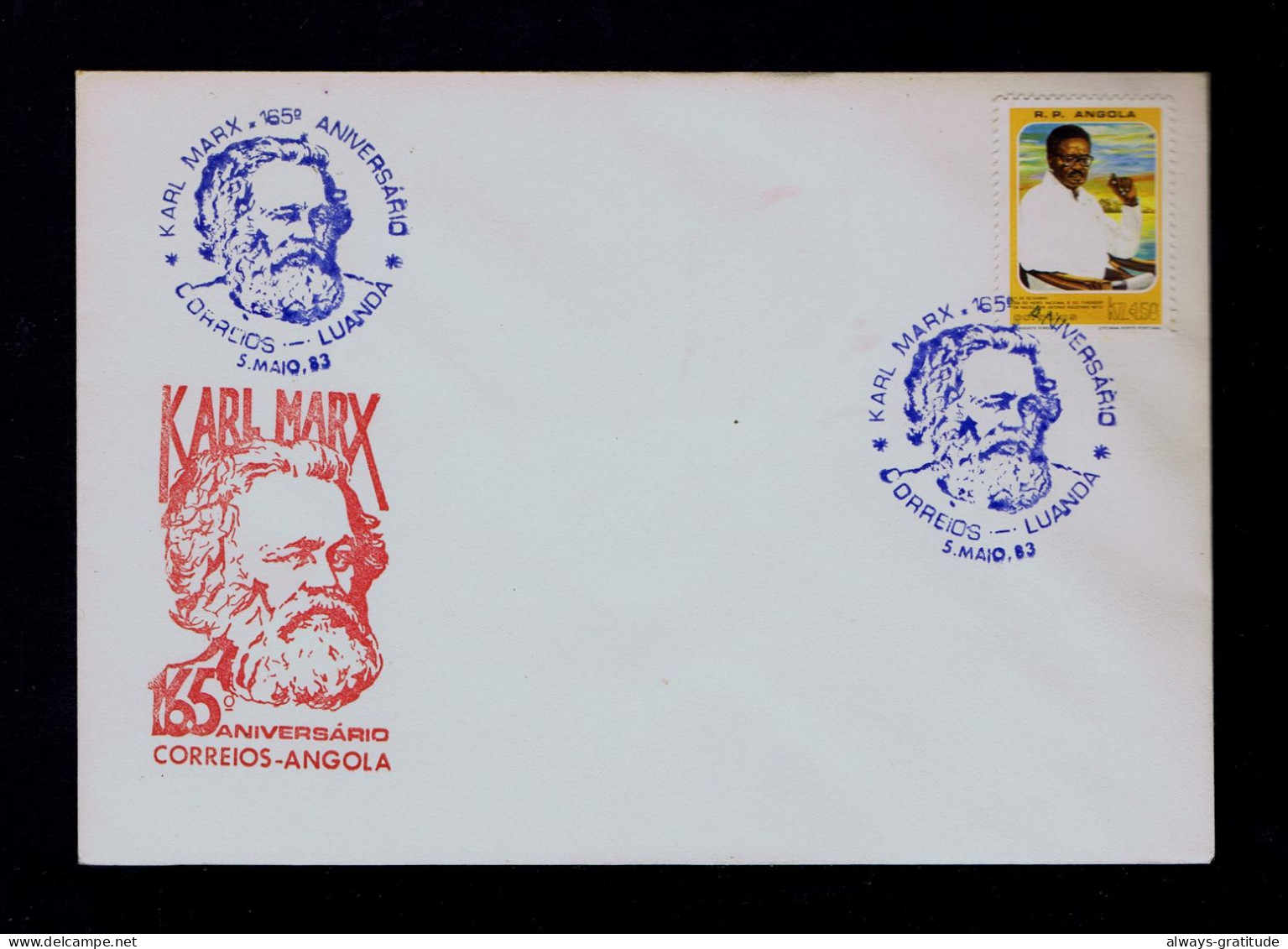 Sp10271 ANGOLA Karl Marx 165th Ann. Pmk Luanda - Karl Marx