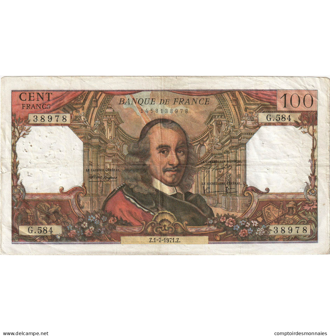 France, 100 Francs, Corneille, 1971, G.584, TB+, Fayette:65.36, KM:149d - 100 F 1964-1979 ''Corneille''