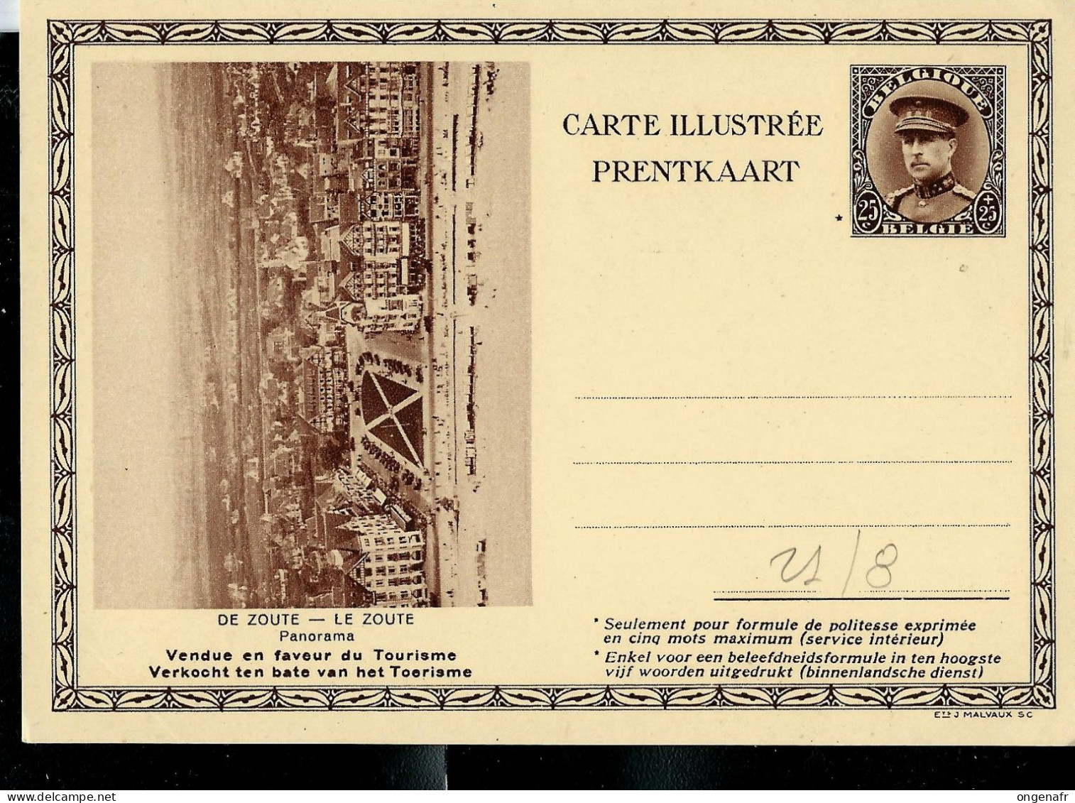 Carte Illustrée Neuve N° 21. Vue 8   DE ZOUTE - LE ZOUTE  - Panorama - Briefkaarten 1934-1951