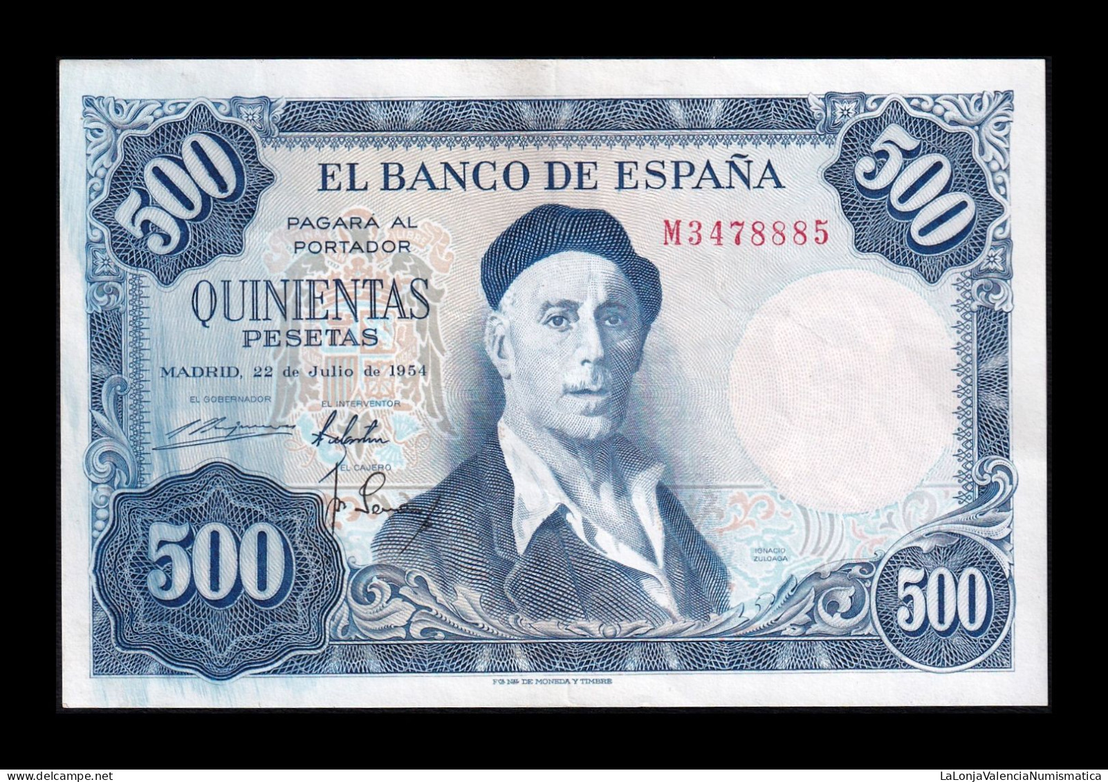 España Spain 500 Pesetas Ignacio Zuloaga 1954 Pick 148 Serie M Ebc Xf - 500 Peseten