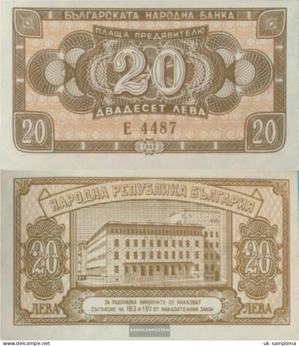 Bulgaria Pick-number: 79a Uncirculated 1950 20 Leva - Bulgarie