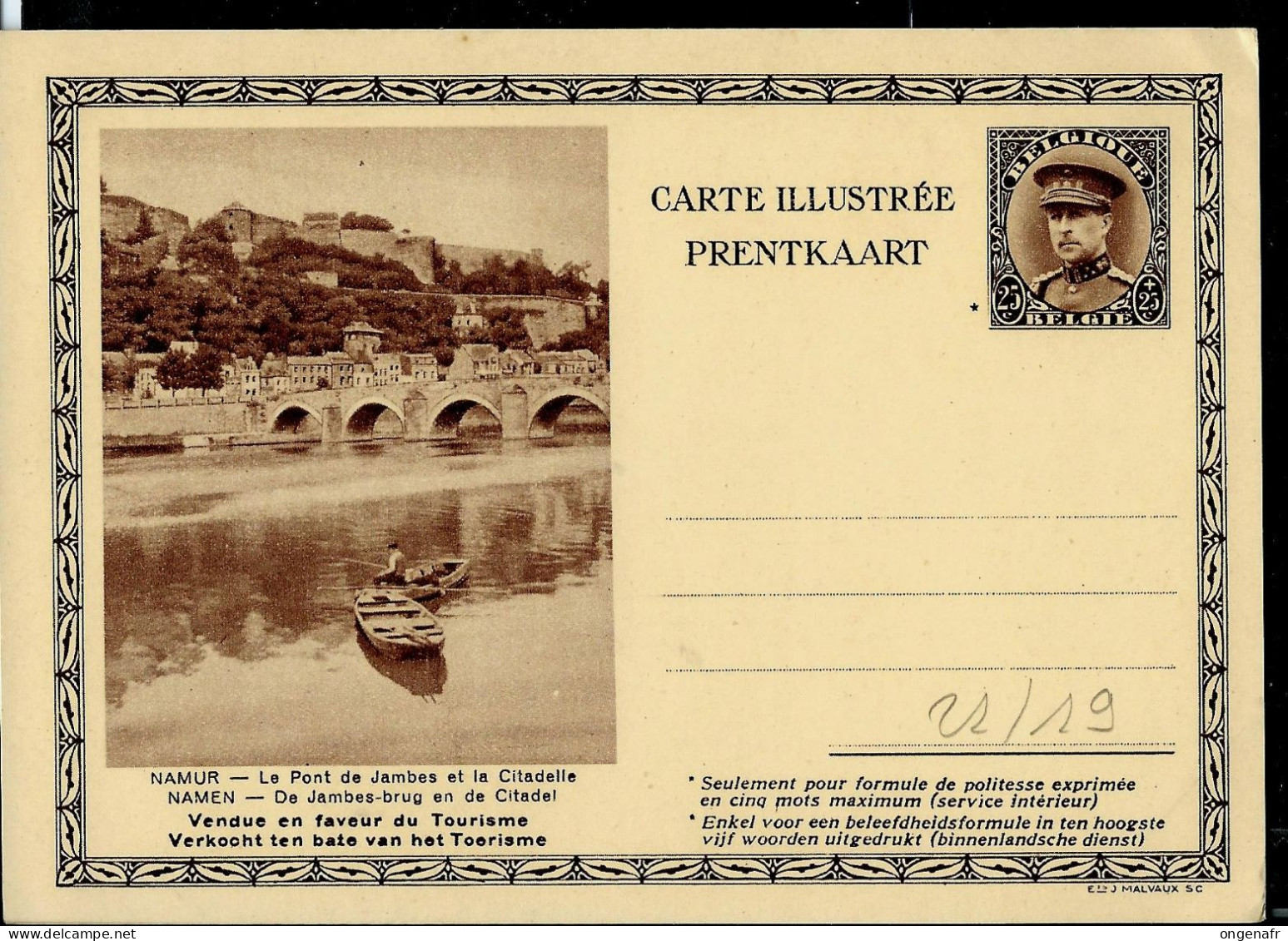 Carte Illustrée Neuve N° 21. Vue 19. - NAMUR - Le Pont De Jambes Et La Citadelle - Briefkaarten 1934-1951