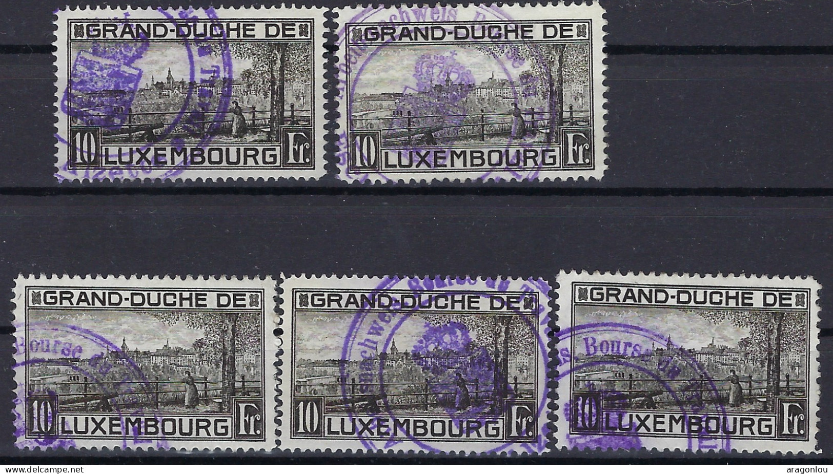 Luxembourg - Luxemburg - Timbres   1923   Paysage  10 Fr.  Cachet Bourse Du Travail - Usados