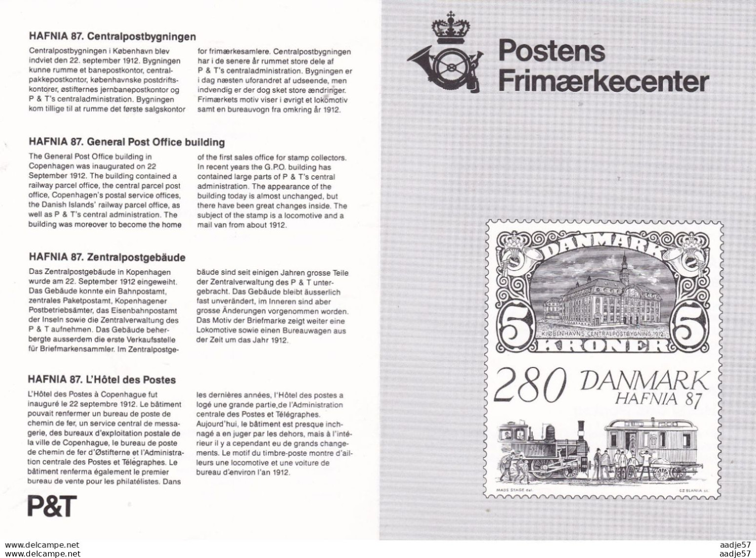 Dänemark DENMARK Folder 1987 Hafnia 87 - Brieven En Documenten