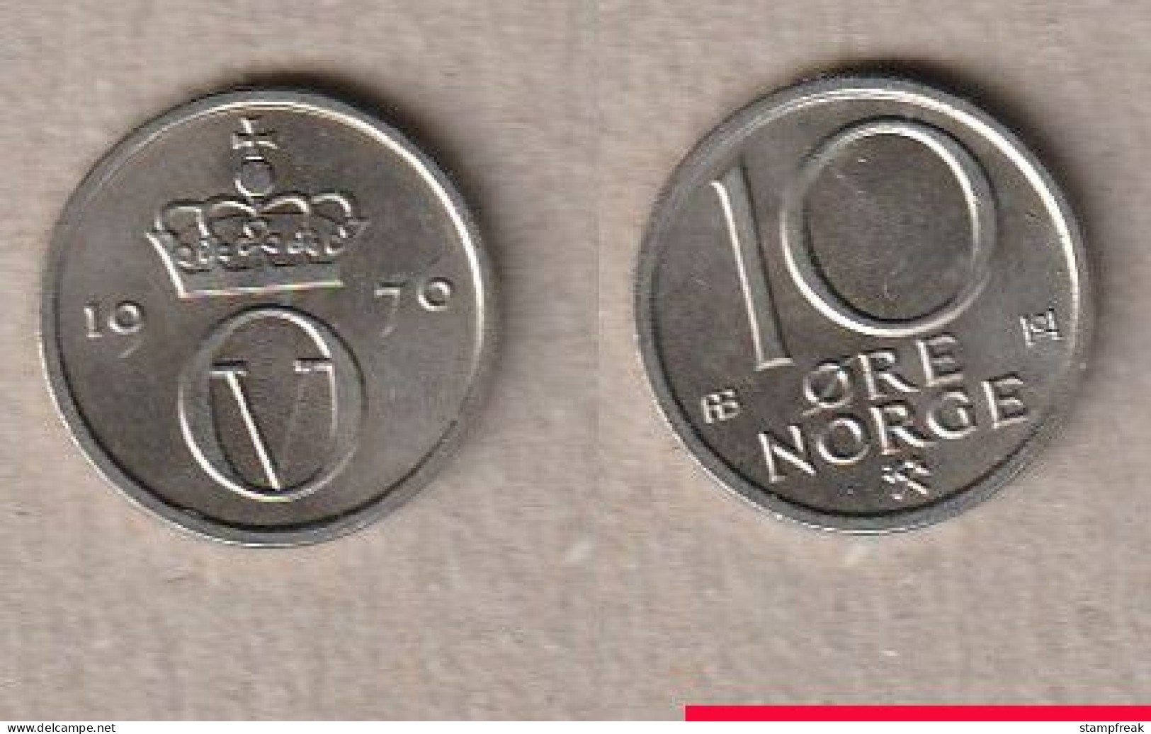 00297) Norwegen, 10 Öre 1970 - Noruega