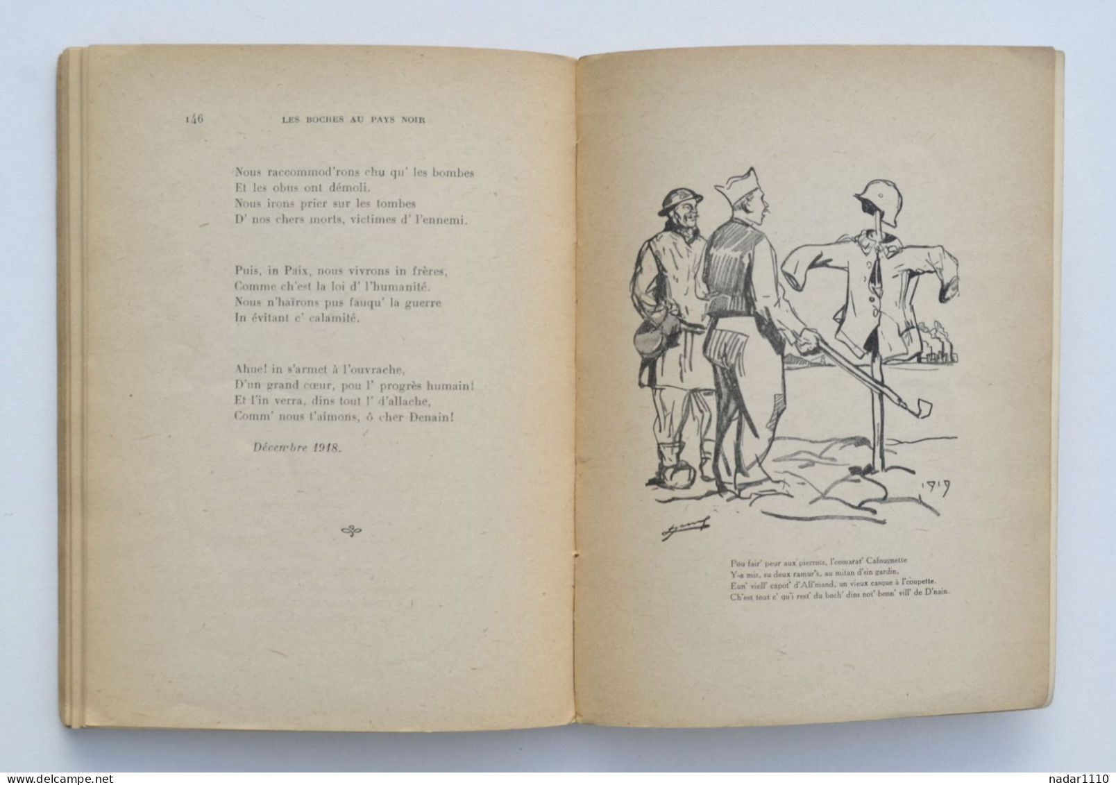 Guerre 14-18 : Les Boches au Pays Noir - Jules Mousseron - Poésies patoises - Denain, 1920