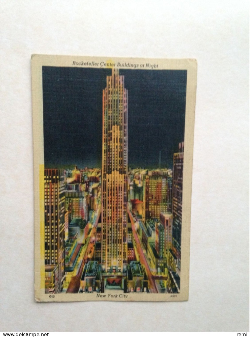 NEW-YORK CITY Rockefeller Center Buildings At Night USA  2 Cartes Postales 1947 - Andere Monumenten & Gebouwen