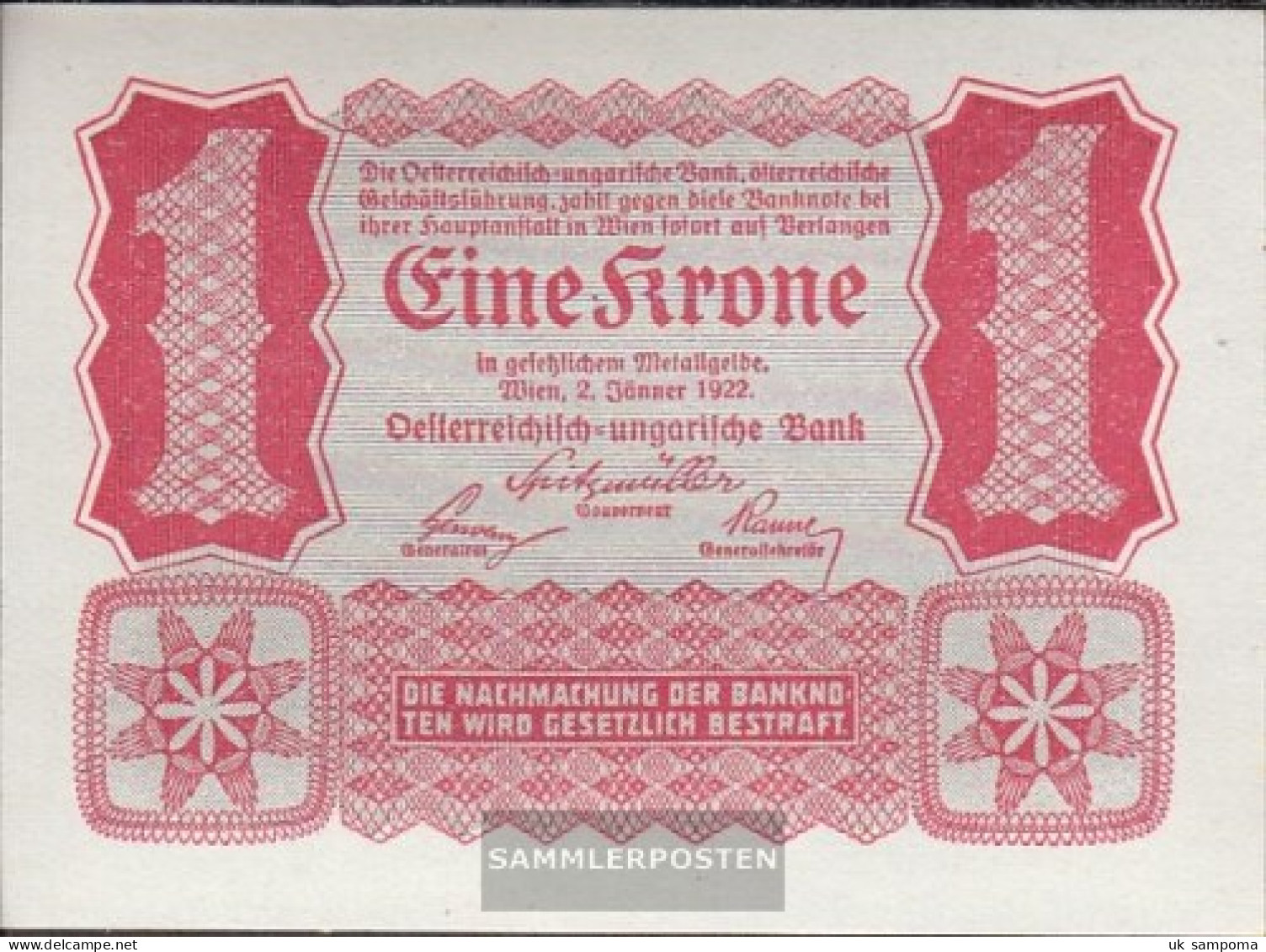 Austria Catalog-number.: 199 (73) Used (III) 1922 1 Crown - Oesterreich