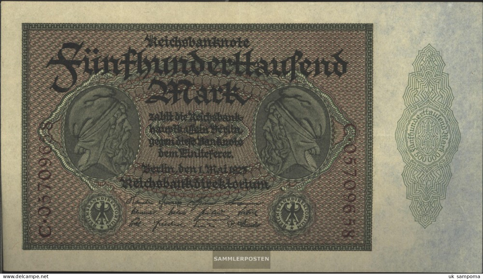 German Empire Rosenbg: 87d, 8stellige KN Only On The Vortheseite Twice Used (III) 1923 500.000 Mark - 500.000 Mark